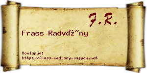 Frass Radvány névjegykártya